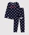 Pyjama imprimé cœurs fille/garçon en molleton bleu SMOKING/blanc MARSHMALLOW
